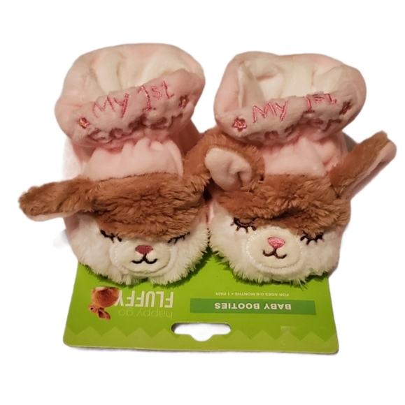 Happy Go Fluffy My 1st Easter Baby Booties Pink - Picture 3 of 3